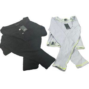 2 Piece Wild Fable Women's XL Black Crop Sweater And Light Blue Ribbed T-Shirt